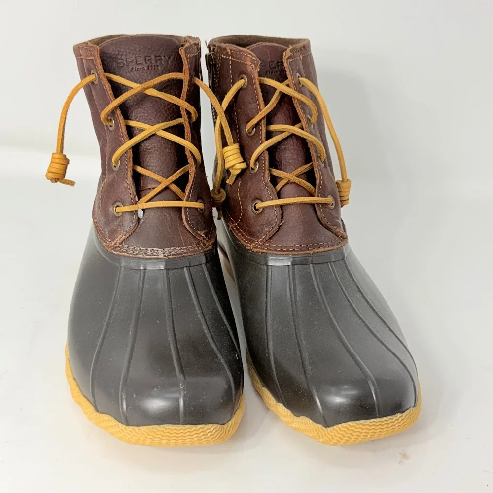 Sperry Saltwater Duck Boots Womens 12M Brown Leather Waterproof STS91176